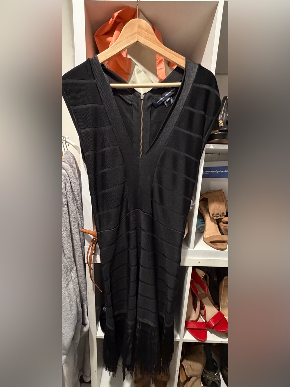 Classic Black V-Neck Fringe Dress